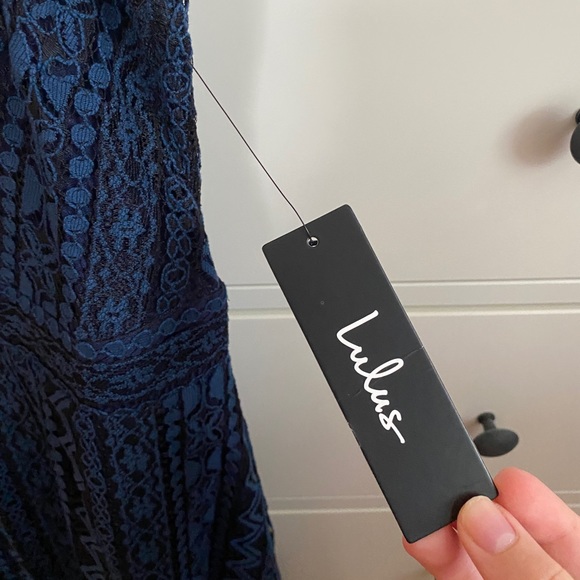 Lulu’s You Complete Me Navy Blue Skater Dress - Picture 3 of 7